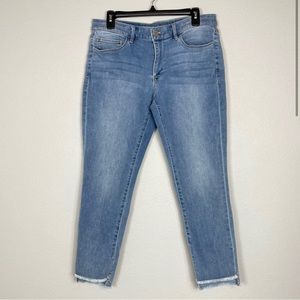 White House Black Market WHBM Fringe Hem Denim Jeans